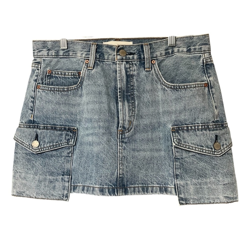 Denim Forum Aritzia 90s Cargo Mini Skirt Mid Rise Blue Size‎ 28 Vintage Utility